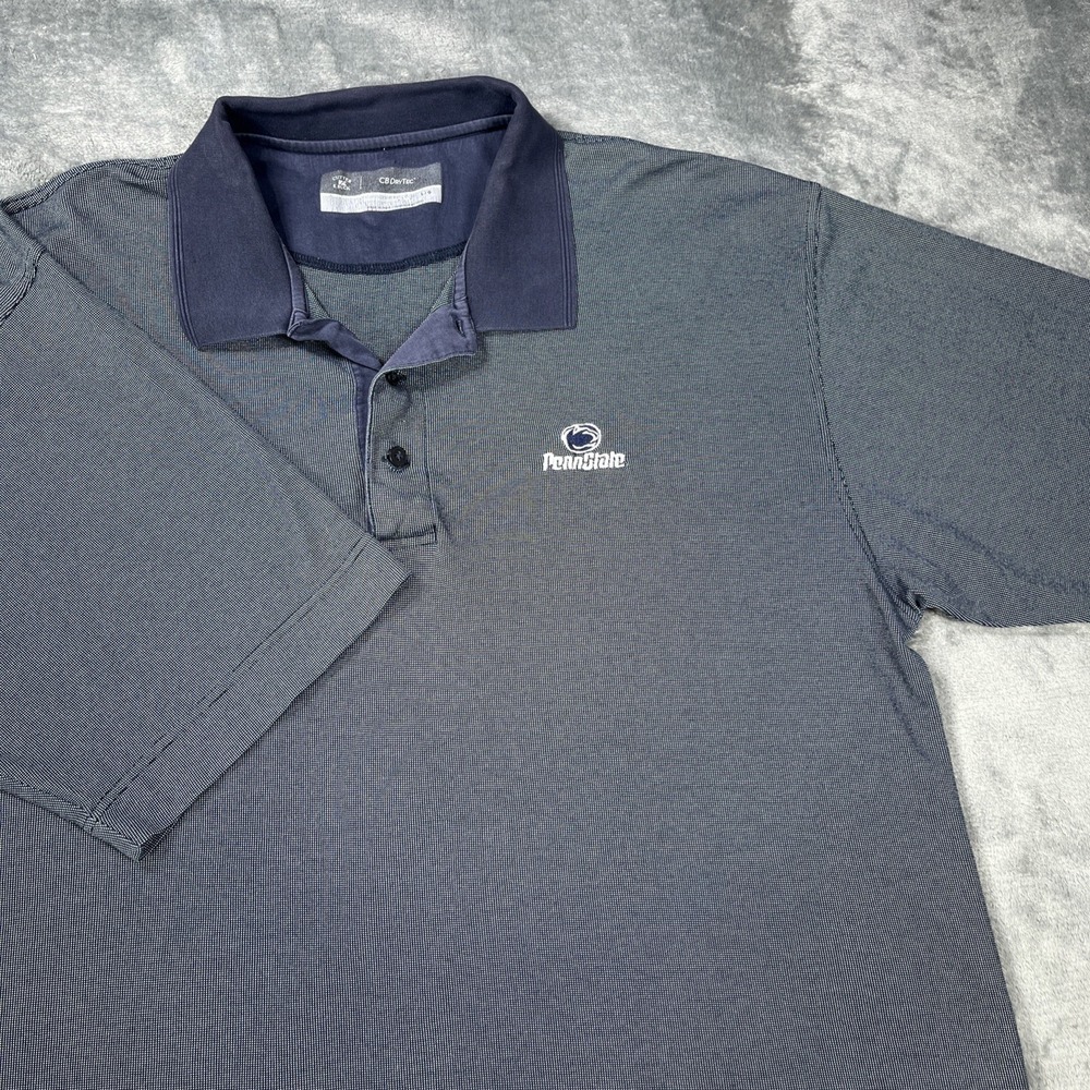 Cutter‎ & Buck Penn State Polo Shirt Mens L Blue Birds Eye Performance Golf NCAA